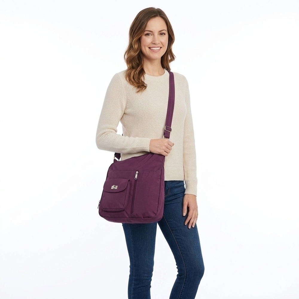 Magellan's VaultPro Anti-Theft RFID Crossbody Shoulder Bag Purple Nylon Travel